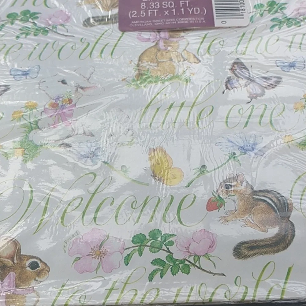 Vintage New American Greetings Welcome Little One Baby Shower Gift Wrap
